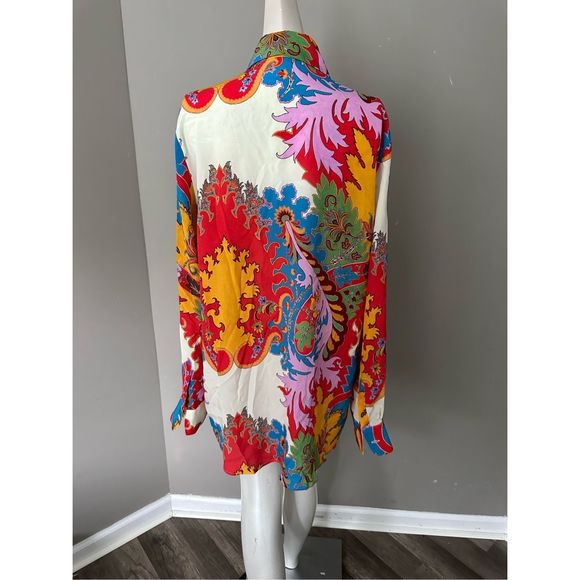 ETRO MULTI-COLOURED PAISLEY PRINT SILK SHIRT US 6 $1150 - Picture 9 of 10